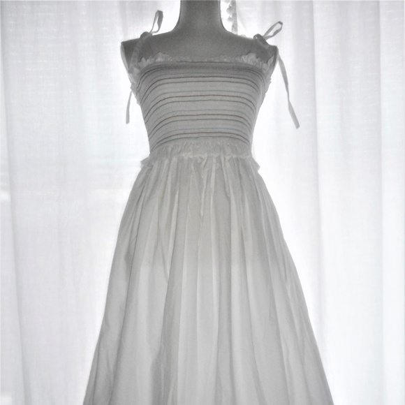English Factory New White Smocked Sun Dress S - Picture 1 of 7